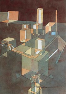 Italiensk by af Paul Klee (1879-1940), akvarel på Ingres-papir, 34x23 cm af Paul Klee