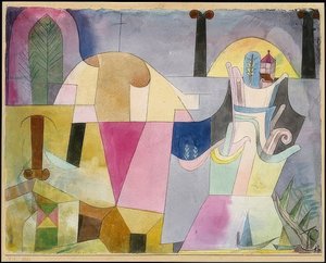 Landskab med sorte søjler. 1919 af Paul Klee