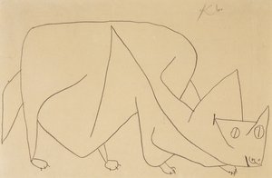 lurende kat; kat lurer af Paul Klee