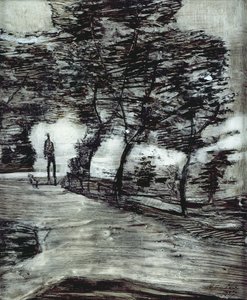 Parksti med høj mand og hund af Paul Klee