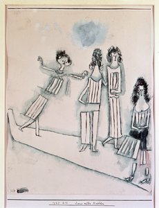 Scene med piger (Tegning, 20. århundrede) af Paul Klee