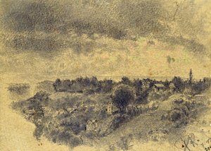 Uden titel (Berne, udsigt over Rosengarten) 1897 (blyant og pensel på papir) af Paul Klee