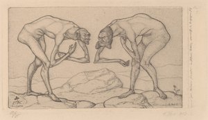 To mænd, der tror, ​​at hinanden er i en højere rang, mødes (To mænd mødes, hver tror, ​​at den anden er af højere rang af Paul Klee