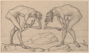 To mænd, der antager, at hinanden er i en højere position, møder Two Men Meet..., 1903. af Paul Klee