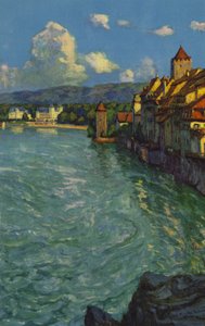 Schweiziske kurbade: Rheinfelden (farve litho) af Paul Kutscha