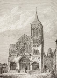 Abbey Church of the Magdelene, Vezelay, Frankrig, hvor Sankt Bernhard prædikede det andet korstog i 1146. af Paul Lacroix