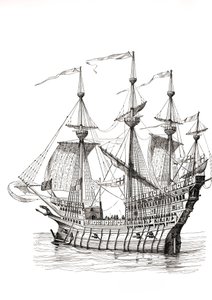 Krigsmanden, som transporterede kong Henry Viii fra England til Frankrig i 1520 til hans møde med kong Francis I på marken med det gyldne klæde. Efter en tegning af Holbein. af Paul Lacroix