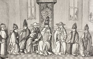 Eremitten Peter overbringer budskabet fra Simeon, patriark af Jerusalem, til pave Urban Ii. af Paul Lacroix