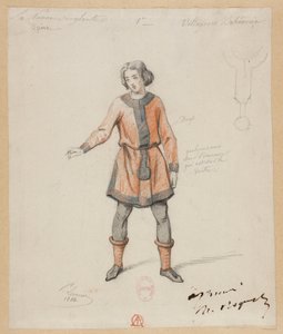 Gounod - Den blodige nonne - Fire kostumemodeller af Paul Lormier - 1. Bøhmisk landsbyboer af Paul Lormier