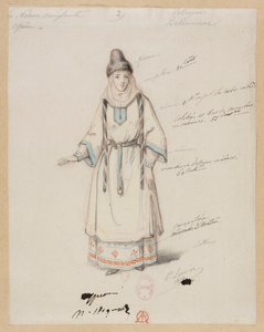 Gounod - Den blodige nonne - Fire kostumemodeller af Paul Lormier - 2. Bøhmisk landsbyboer af Paul Lormier