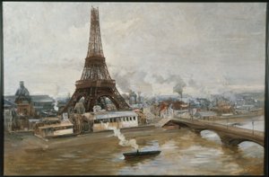 Eiffeltårnet og værkerne på Verdensudstillingen i januar 1889, i 1-1889 (olie på lærred)