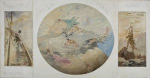 Skitse til spisesalen i Hôtel de Ville i Paris: Water, Earth, Air, mellem 1891 og 1892 (olie på lærred)