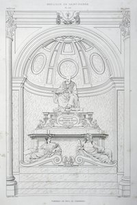 Begravelsesmonument for pave Paul III (Farnese), gravering fra Vatikanet og Peterskirken af Paul Marie Letarouilly
