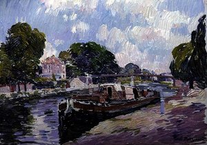 Canal Boat, Bougival (olie om bord)