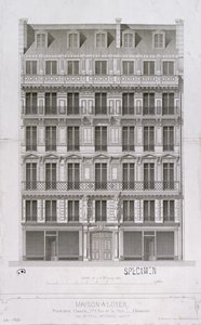 Design til en boligblok i Haussmann-stilen i rue de la Paix, Paris, ca. 1860 af Paul Mesnard