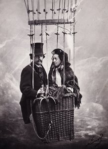 Paul Nadar og hans kone i ballonens kurv (luftballon) (s/h-billede)