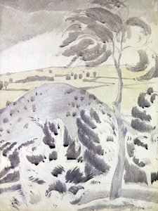 Bakke og træ af Paul Nash