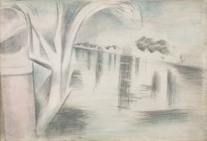 Flod og træer af Paul Nash