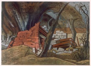 Shell Bursting, fra britiske kunstnere ved fronten, fortsættelse af vestfronten, tredje del, Paul Nash af Paul Nash
