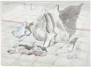 Studie til landskab af blegede objekter af Paul Nash