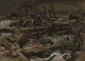 The Field of Passchendaele, n. 1917 (kynä ja muste vesivärillä paperilla)