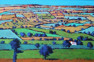 Beacon Hill (akryl om bord) af Paul Powis