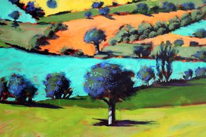 Coombe close up 2 (akryl om bord) af Paul Powis