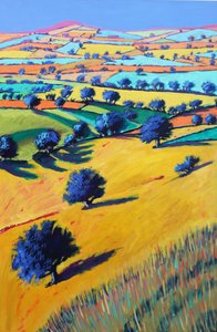 Cotswold Valley, 2021 (akryl på plade) af Paul Powis