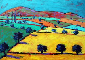 Golden Valley (akryl om bord)