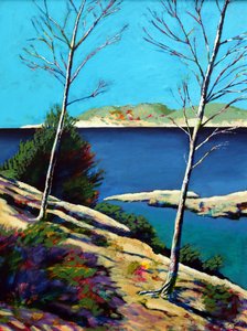 Peguera (akryl om bord) af Paul Powis