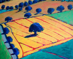 Towards Upton #5 (detalje), 2024 (akryl på plade) af Paul Powis