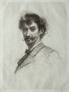James McNeill Whistler med White Lock og Monocle. af Paul Rajon