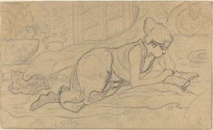 Studie til "Den lyvende læser" af Paul Elie Ranson