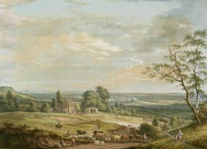En fjern udsigt over Maidstone, fra Lower Bell Inn, Boxley Hill (gouache på papir) af Paul Sandby