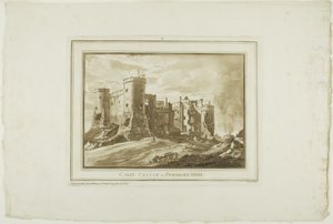 Carey Castle i Pembroke Shire fra tolv visninger i Aquatinta fra tegninger taget på stedet i South Wales af Paul Sandby