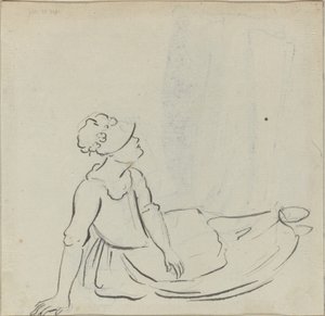 Pige med en motorhjelm tilbagelænet [verso] af Paul Sandby