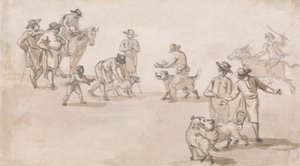 Gruppe af figurer: En hundekamp af Paul Sandby