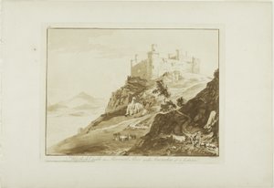Harlech Castle i Merioneth Shire med Snowdon på afstand af Paul Sandby