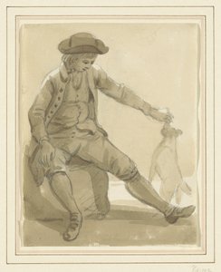 Dreng leger med en hund af Paul Sandby