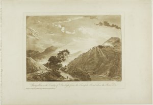 Llangollin i County of Denbigh, fra Turnpike Road Above the River Dee af Paul Sandby