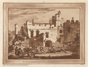 Manerbawr Slot fra den indre gård af Paul Sandby