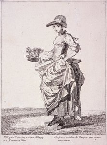 Nosegay og memobogsælger, Cries of London, 1760 af Paul Sandby