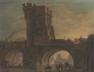 Old Bridge ved Shrewsbury af Paul Sandby