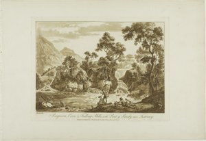Pengeran Corn and Fulling Mills, med Pont y Pandy, nær Ffestiniog af Paul Sandby