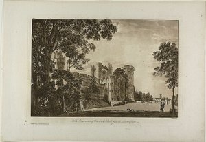 Indgangen til Warwick Castle fra Lower Court, plade 2 af Paul Sandby