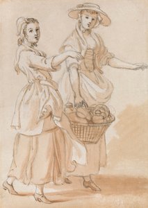 To piger, der bærer en kurv af Paul Sandby