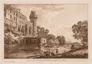 Udsigt over Warwick Castle: Caesars ejer og en del af Warwick Castle fra øen af Paul Sandby