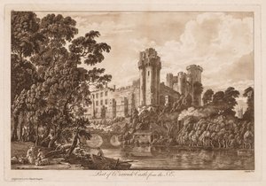 Udsigt over Warwick Castle: En del af Warwick Castle fra sydøst, 1776. af Paul Sandby