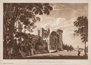 Visninger af Warwick Castle: Indgangen til Warwick Castle fra den nedre ret af Paul Sandby