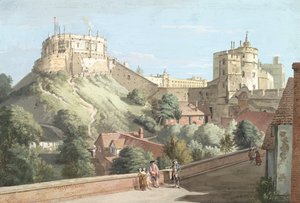 Windsor Castle: Det Runde Tårn, Den Kongelige Gård og Djævlens Tårn set fra Den Sorte Stav af Paul Sandby